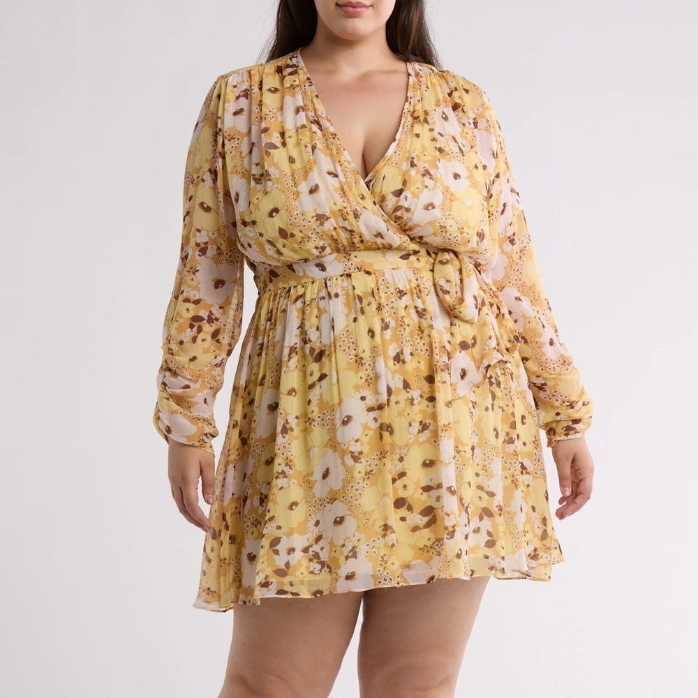 Clara Floral Long Sleeve Silk Wrap Dress